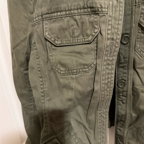 Express Utility Jacket Women’s XS Olive Green Military Style Button Front Coat - Picture 3 of 4